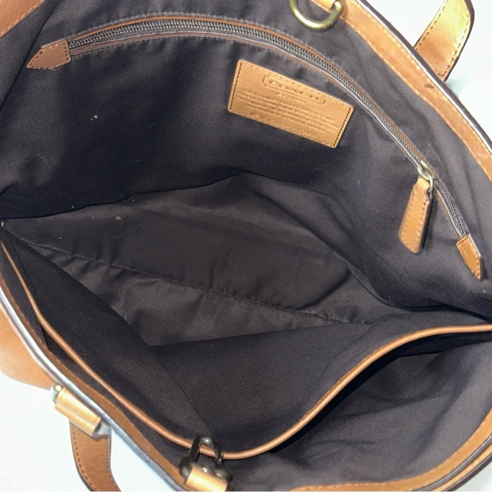 Coach Brown and Green Leather Briefcase